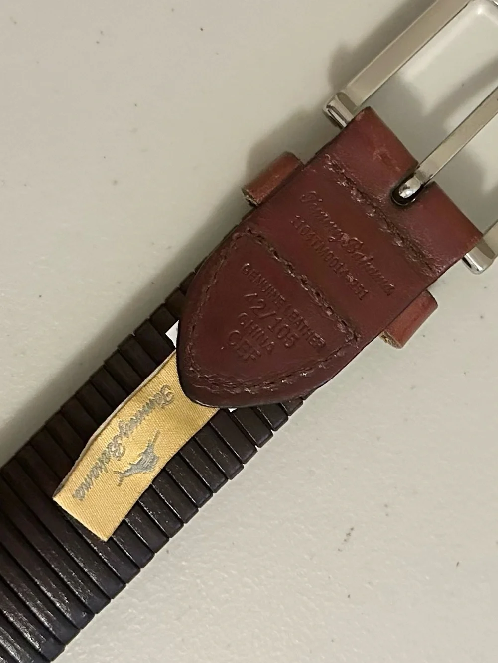 Tommy Bahama Men’s Brown Tooled Leather Belt Woven Western Casual Size 42/105